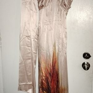 Roberto Cavalli size 40 gown  light rose gold with orange design on bottom front